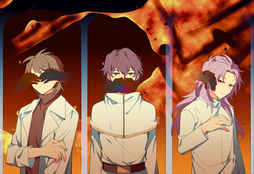 hatsutori hajime, utsugi noriyuki, and harada minoru (saibou shinkyoku) drawn by fengtian_(artist)