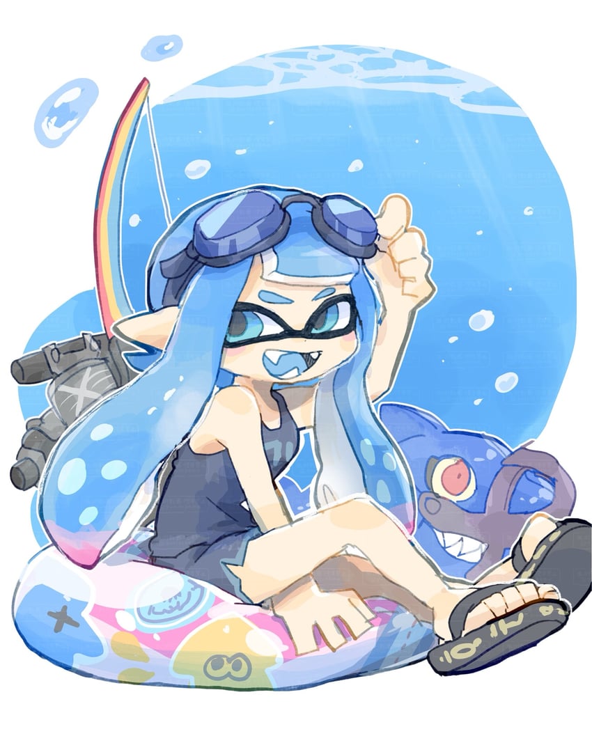 inkling player character and inkling girl (splatoon and 1 more) drawn by yuritokemo