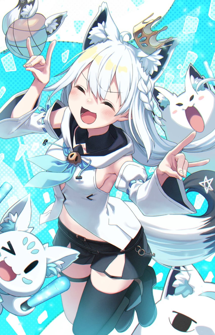 shirakami fubuki, sukonbu, miteiru, oruyanke, and fubuzilla (hololive) drawn by tokumaro
