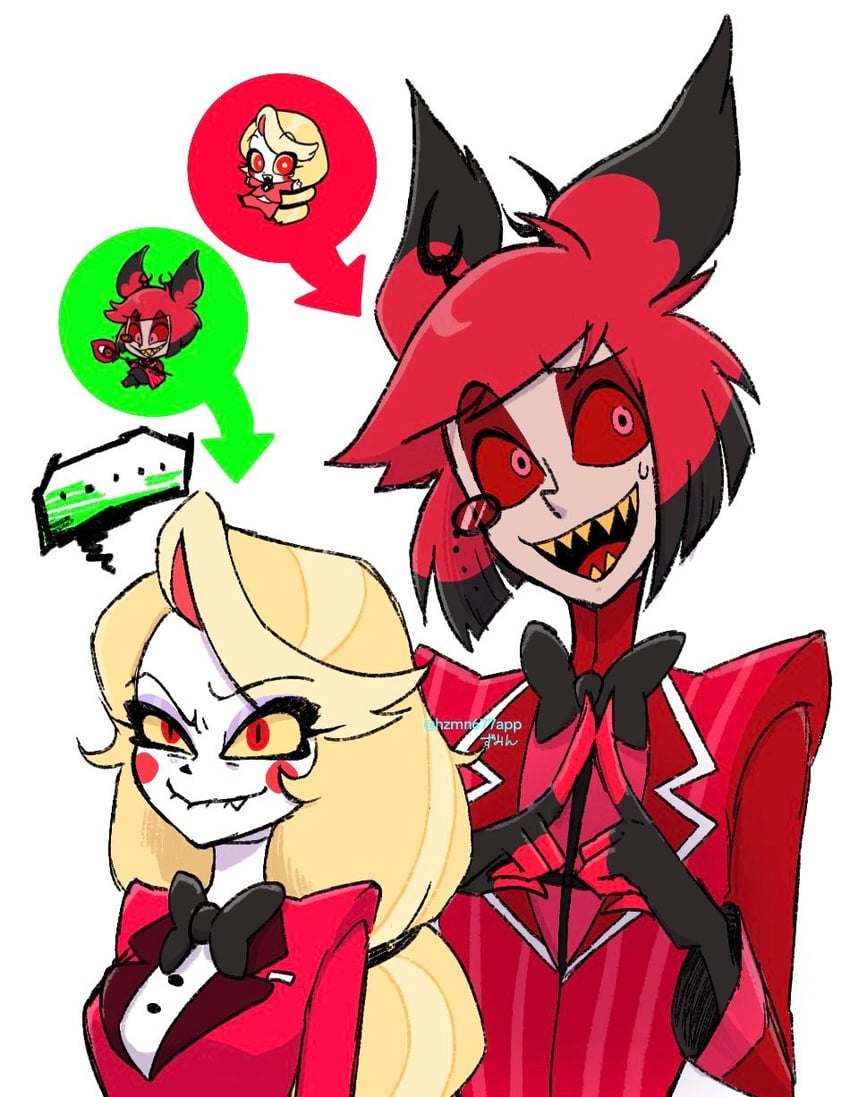 charlie morningstar and alastor (hazbin hotel) drawn by zumin
