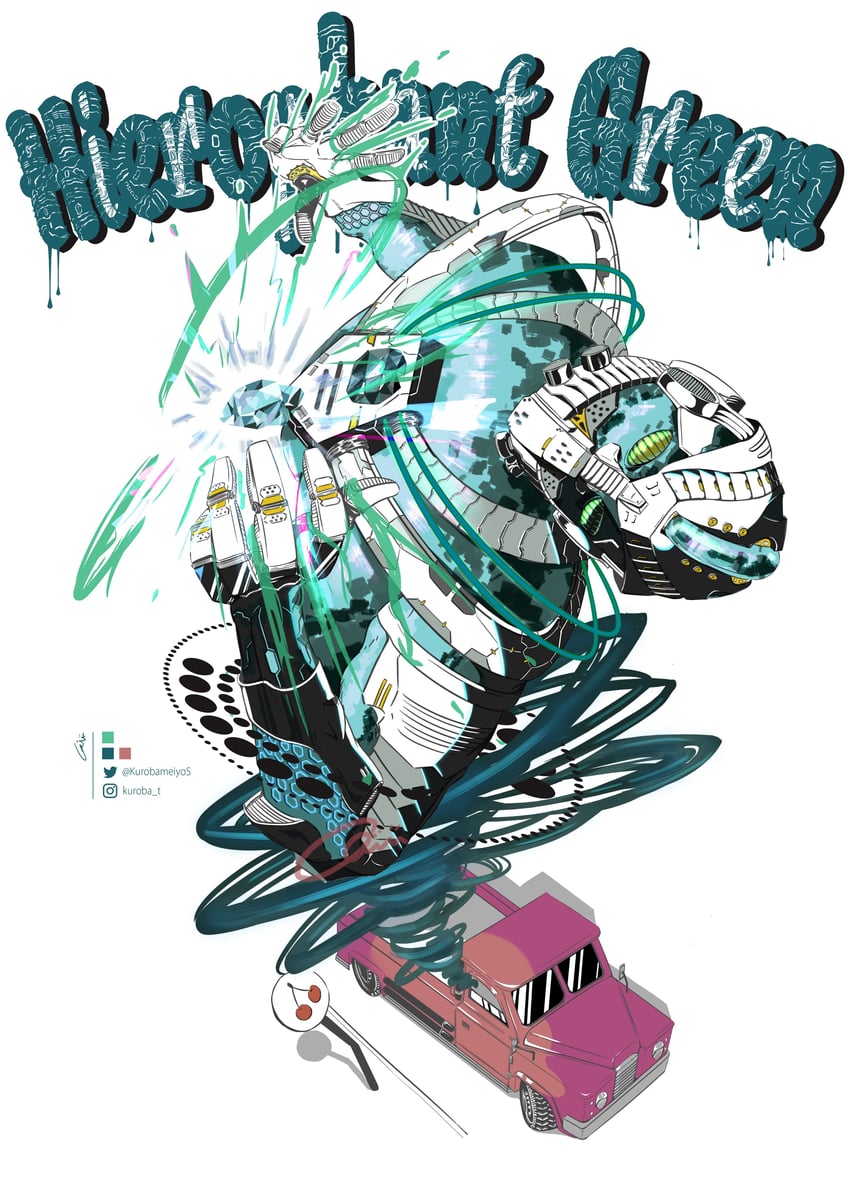 hierophant green (jojo no kimyou na bouken and 1 more) drawn by kurobameiyos