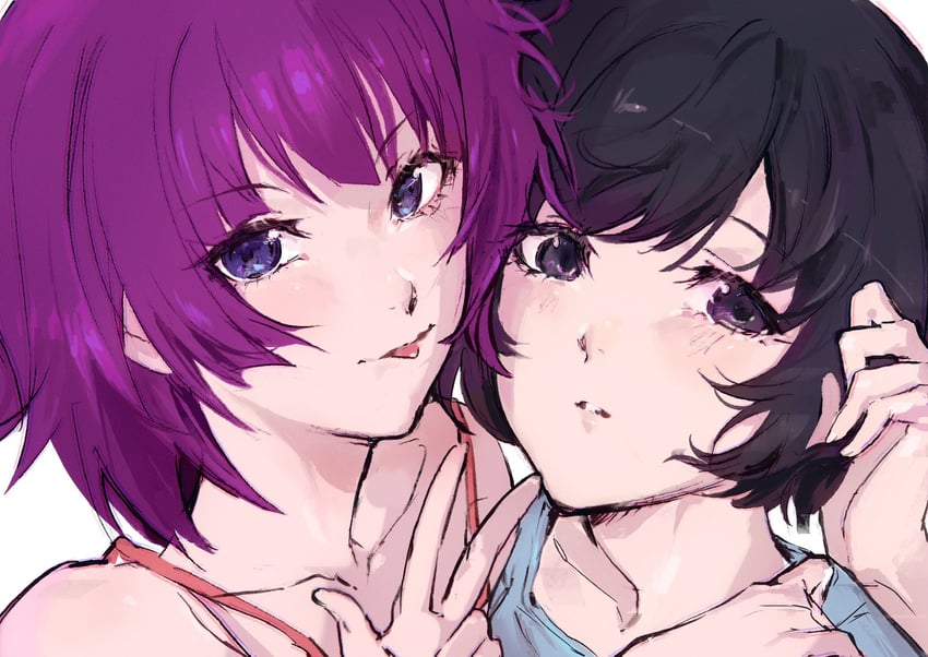 senjougahara hitagi and hanekawa tsubasa (monogatari and 1 more) drawn by moku_(muooku)