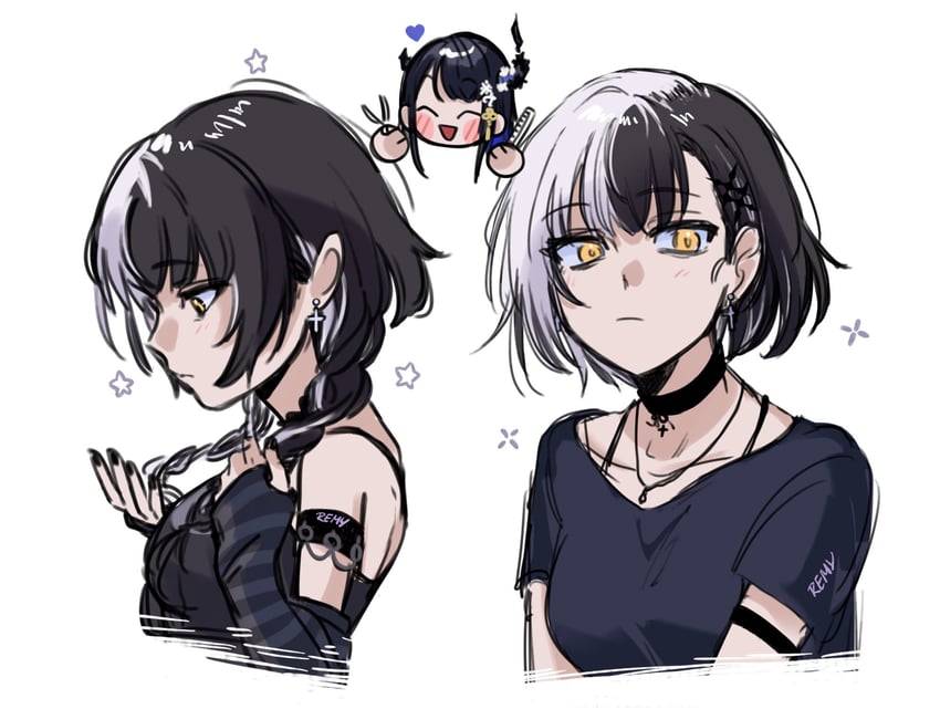 shiori novella and nerissa ravencroft (hololive and 1 more) drawn by remy_kon