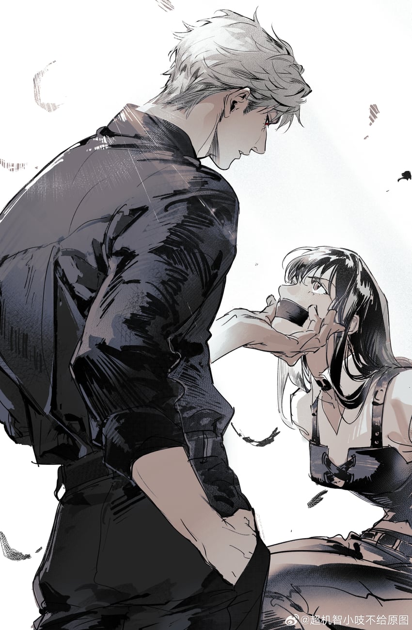 protagonist and sylus (love and deepspace) drawn by chimmyming