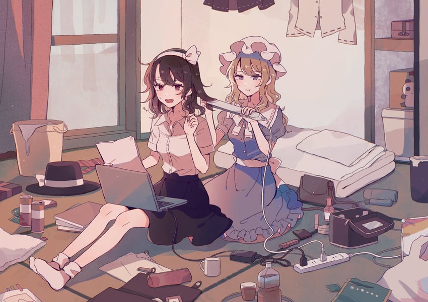 usami renko and maribel hearn (touhou) drawn by mozukuzu_(manukedori)