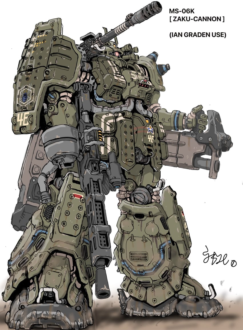 zaku ii and zaku cannon (original and 1 more) drawn by shisaton.