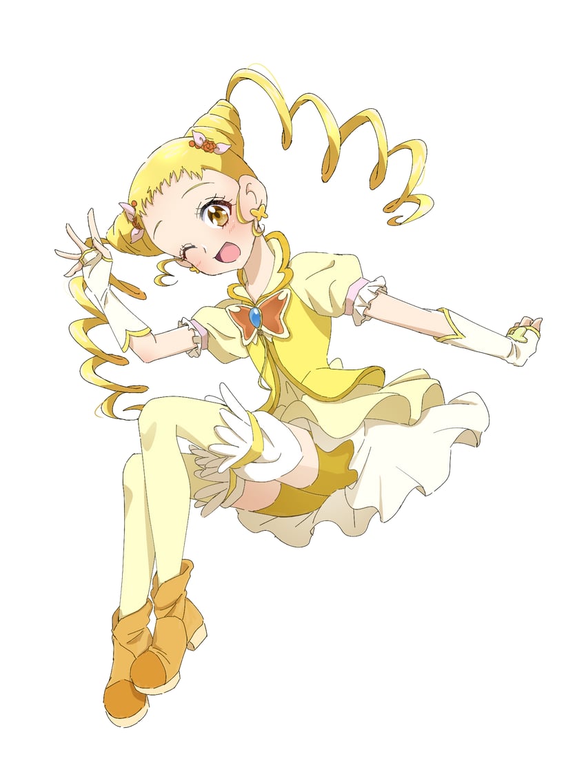 kasugano urara and cure lemonade (precure and 2 more) drawn by shigen_pr