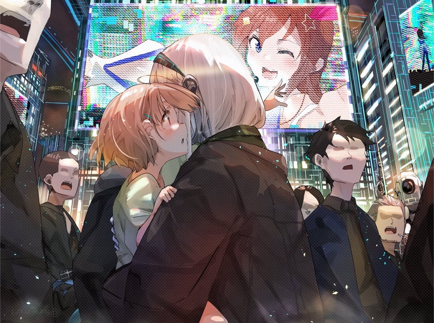 hoshimachi suisei, tokino sora, and harusaki nodoka (hololive) drawn by funi_mu9