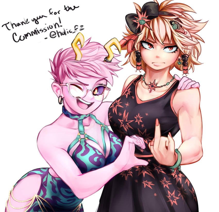 bakugou katsuki and ashido mina (boku no hero academia) drawn by hhholic
