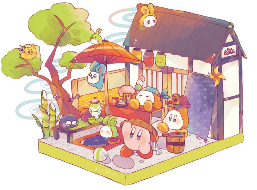 kirby, waddle dee, bandana waddle dee, gooey, whispy woods, and 2 more (kirby) drawn by no_(x_xasm)
