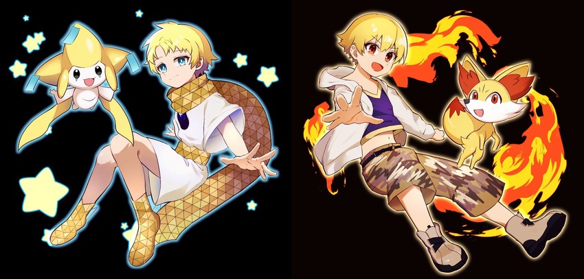 gilgamesh, jirachi, fennekin, child gilgamesh, and voyager (fate and 4 more) drawn by nen_5050