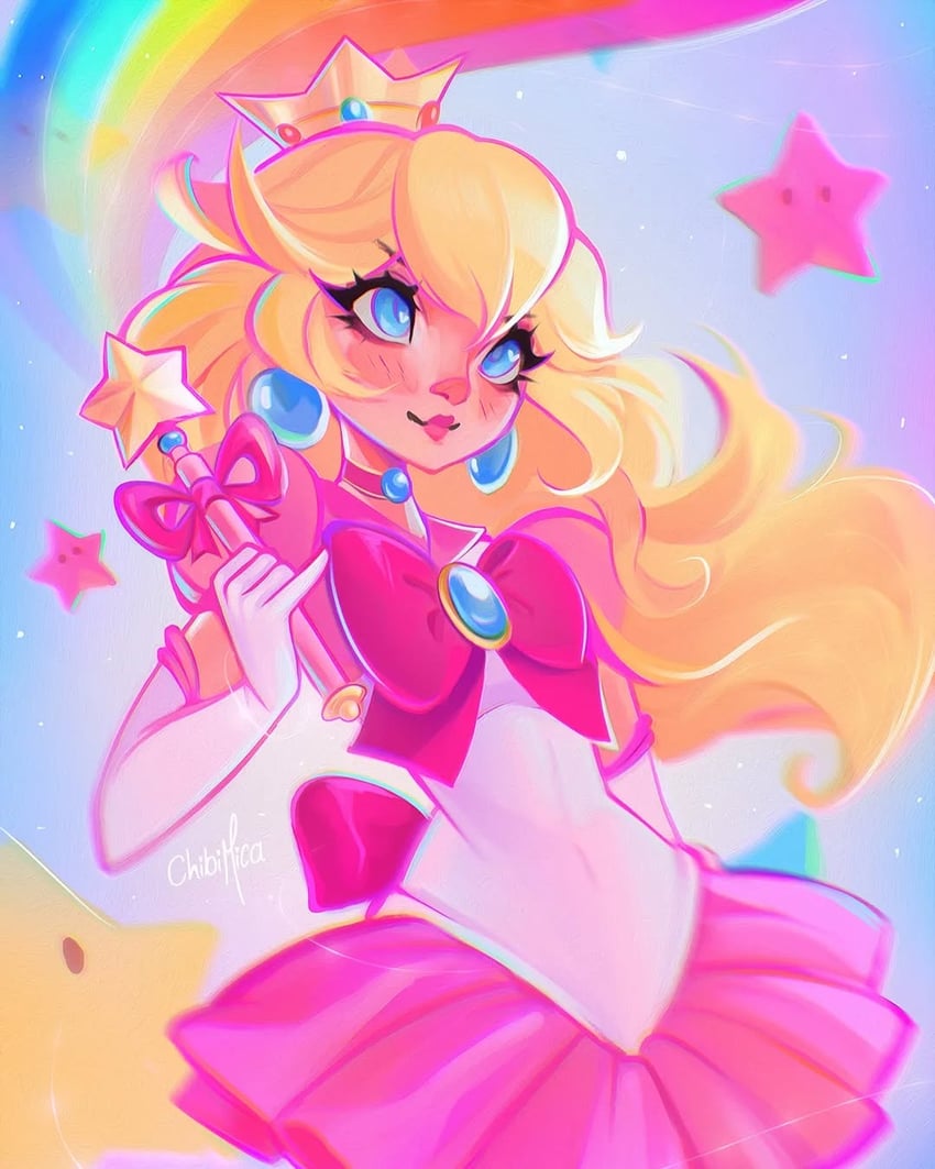 princess peach (mario and 1 more) drawn by chibimica
