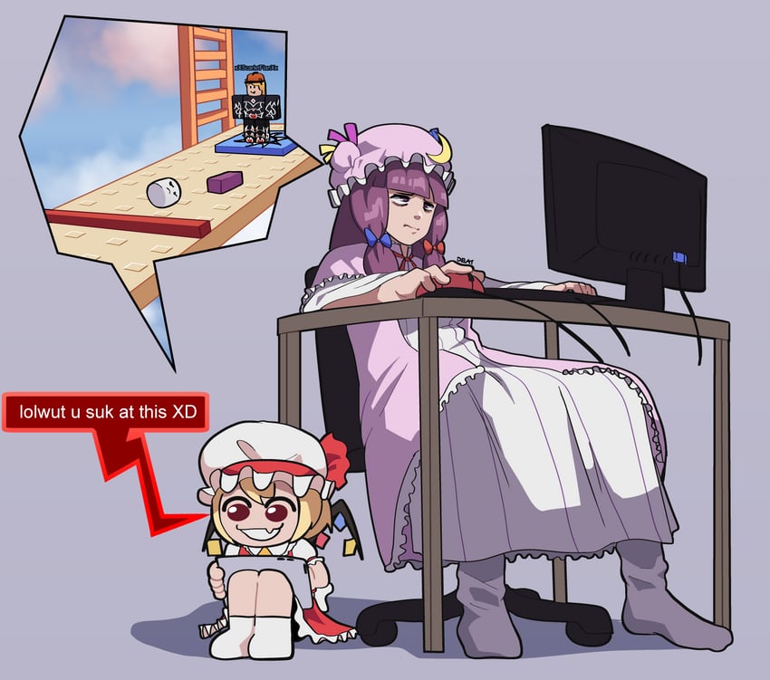 flandre scarlet and patchouli knowledge (touhou and 1 more) drawn by delatoid