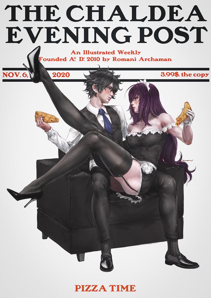 fujimaru ritsuka and scathach (fate and 2 more) drawn by kuon_(kwonchanji)
