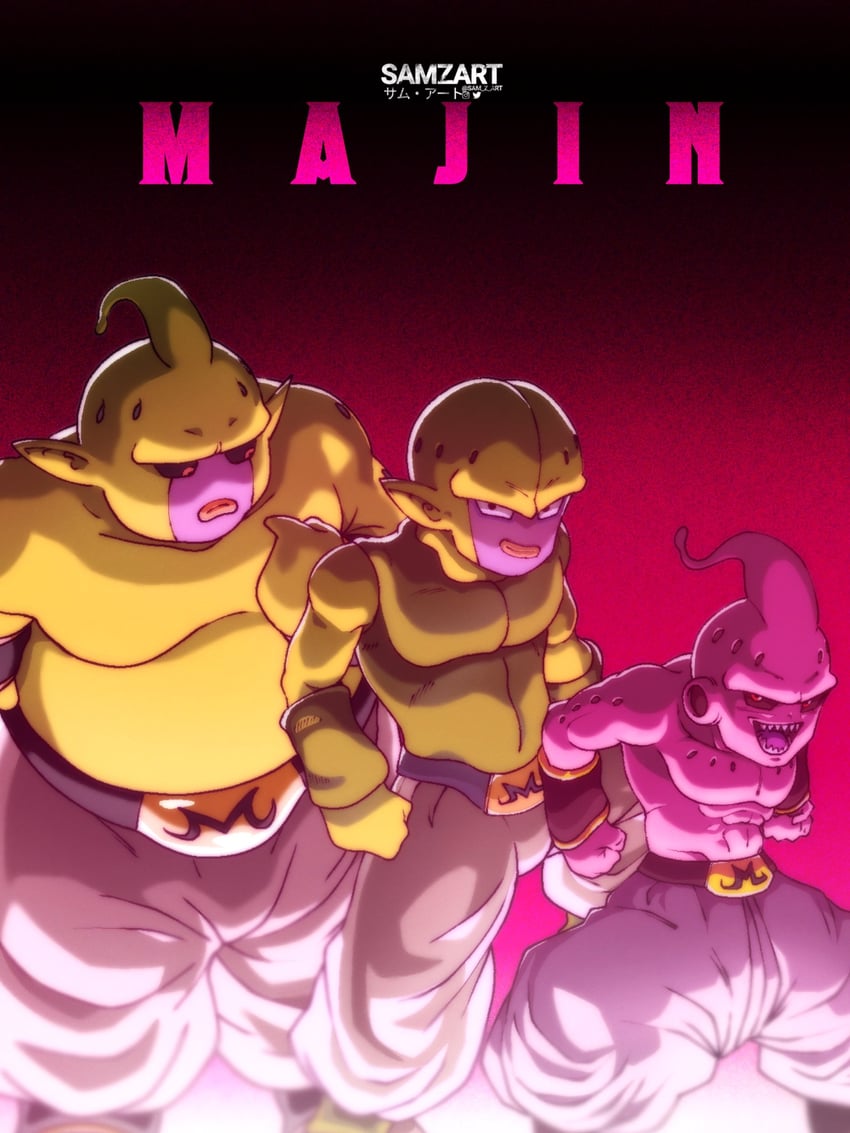 majin buu, kid buu, majin kuu, and majin duu (dragon ball and 1 more) drawn by hiagniraizuma