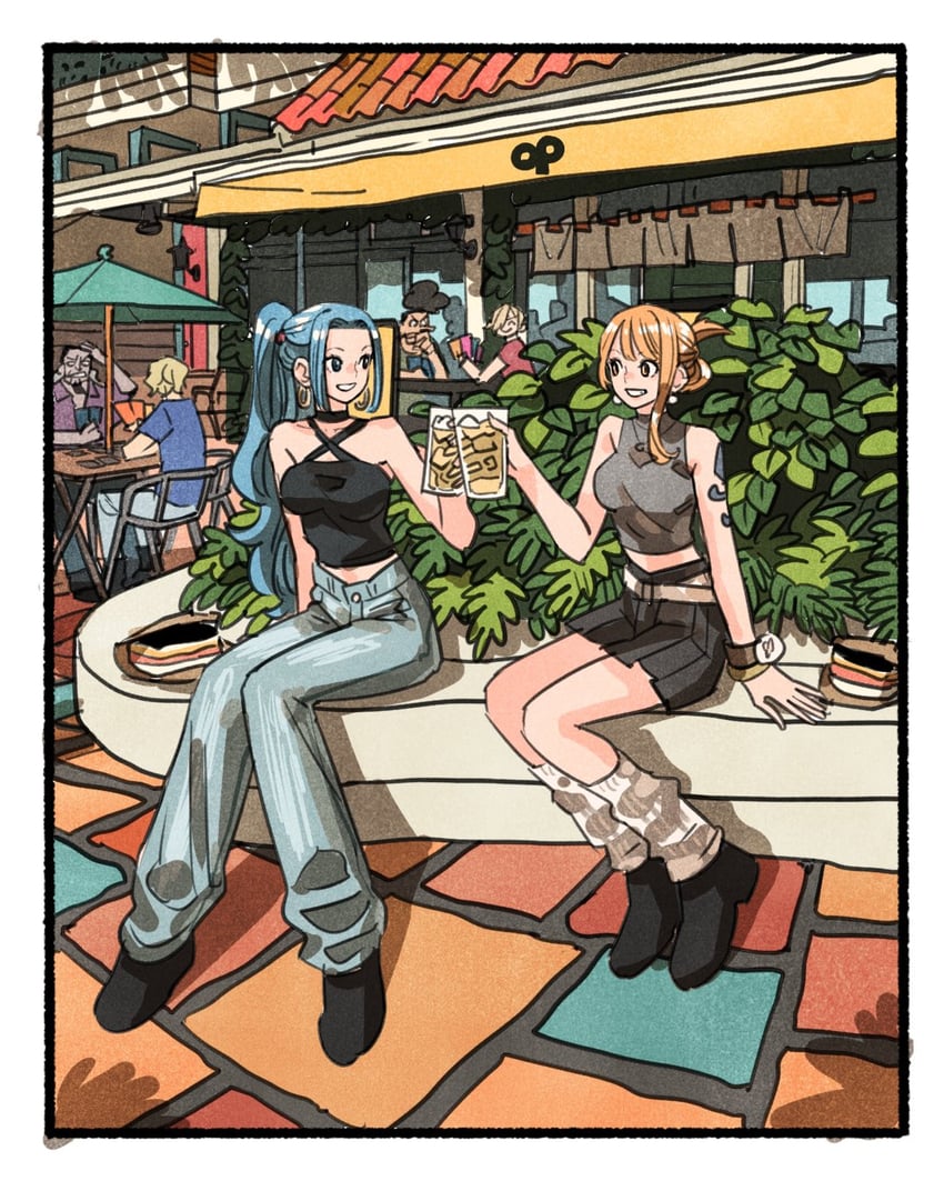 nami, sanji, usopp, sabo, nefertari vivi, and 1 more (one piece) drawn by takeuchi_ryousuke