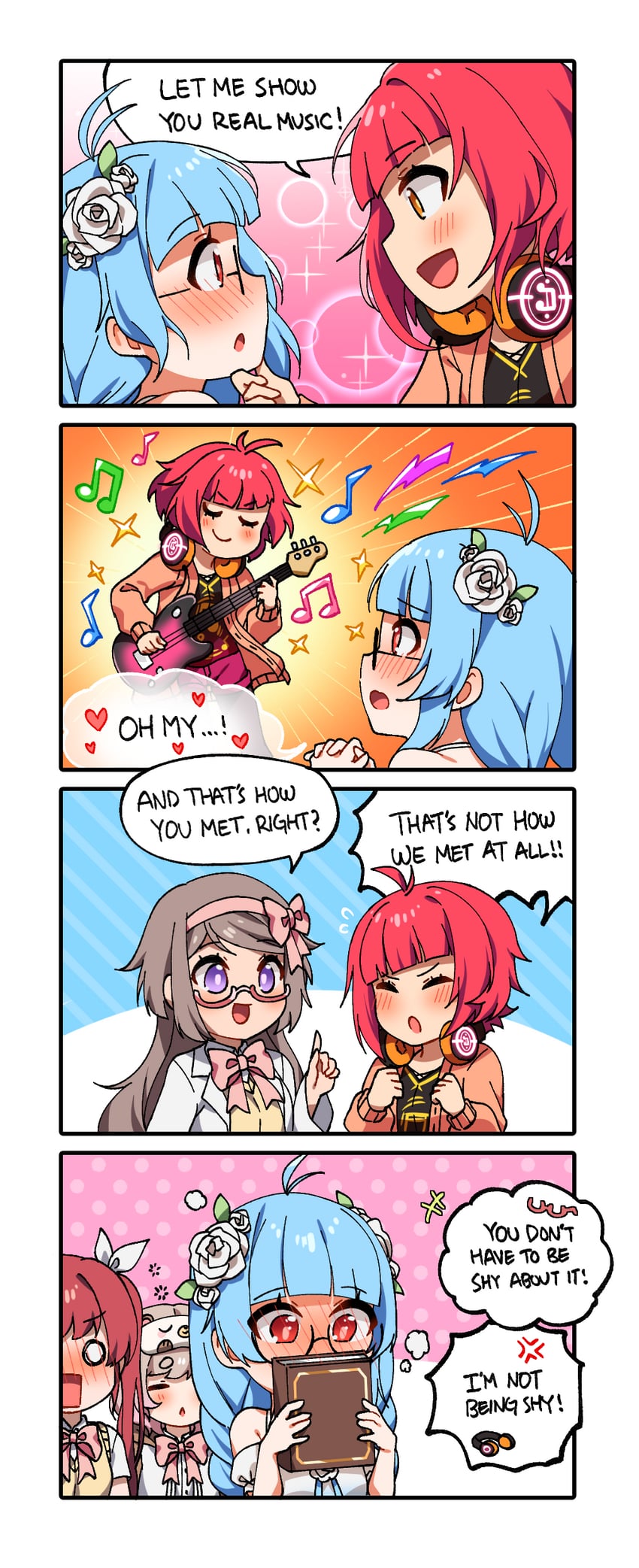 honoka, hibiki, yumemi, and chika (anime music quiz) drawn by wenbeez