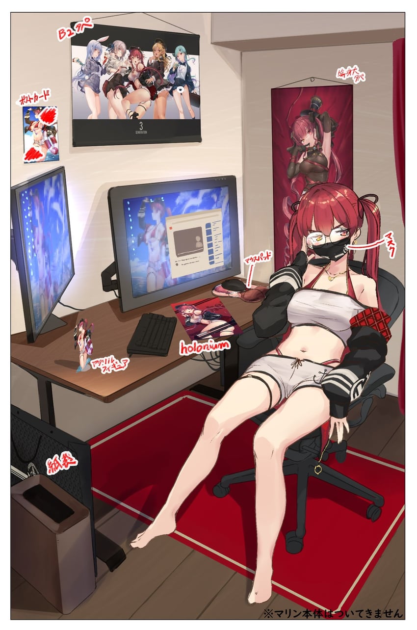 houshou marine, usada pekora, shirogane noel, uruha rushia, and shiranui flare (hololive) drawn by akasaai