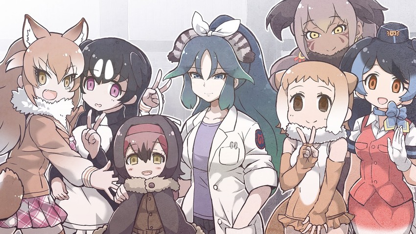 japanese wolf, kako, passenger pigeon, japanese otter, dodo, and 2 more (kemono friends) drawn by tanaka_kusao