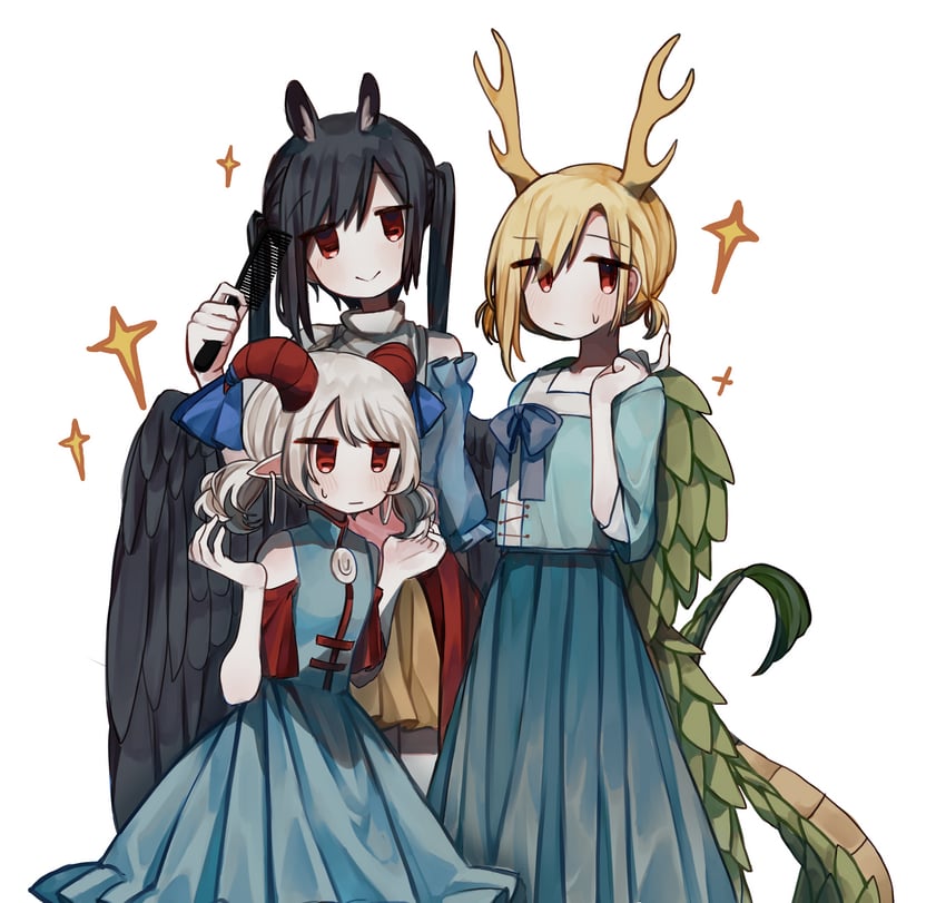 kicchou yachie, kurokoma saki, and toutetsu yuuma (touhou) drawn by yuejinlin