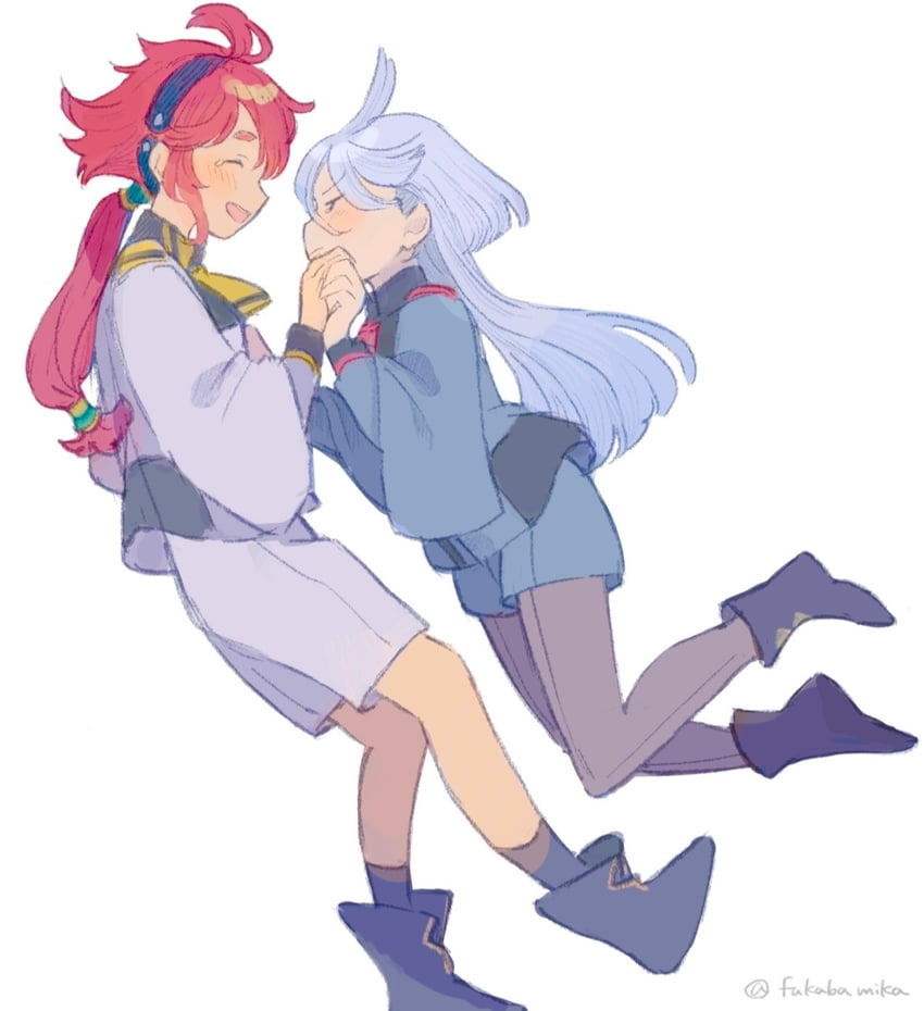 suletta mercury and miorine rembran (gundam and 1 more) drawn by fukaba_mika