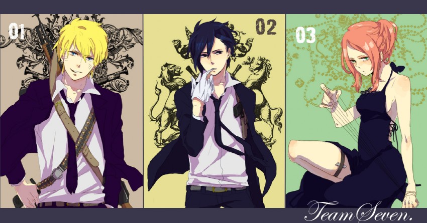 haruno sakura, uzumaki naruto, and uchiha sasuke (naruto) drawn by aono_nachi
