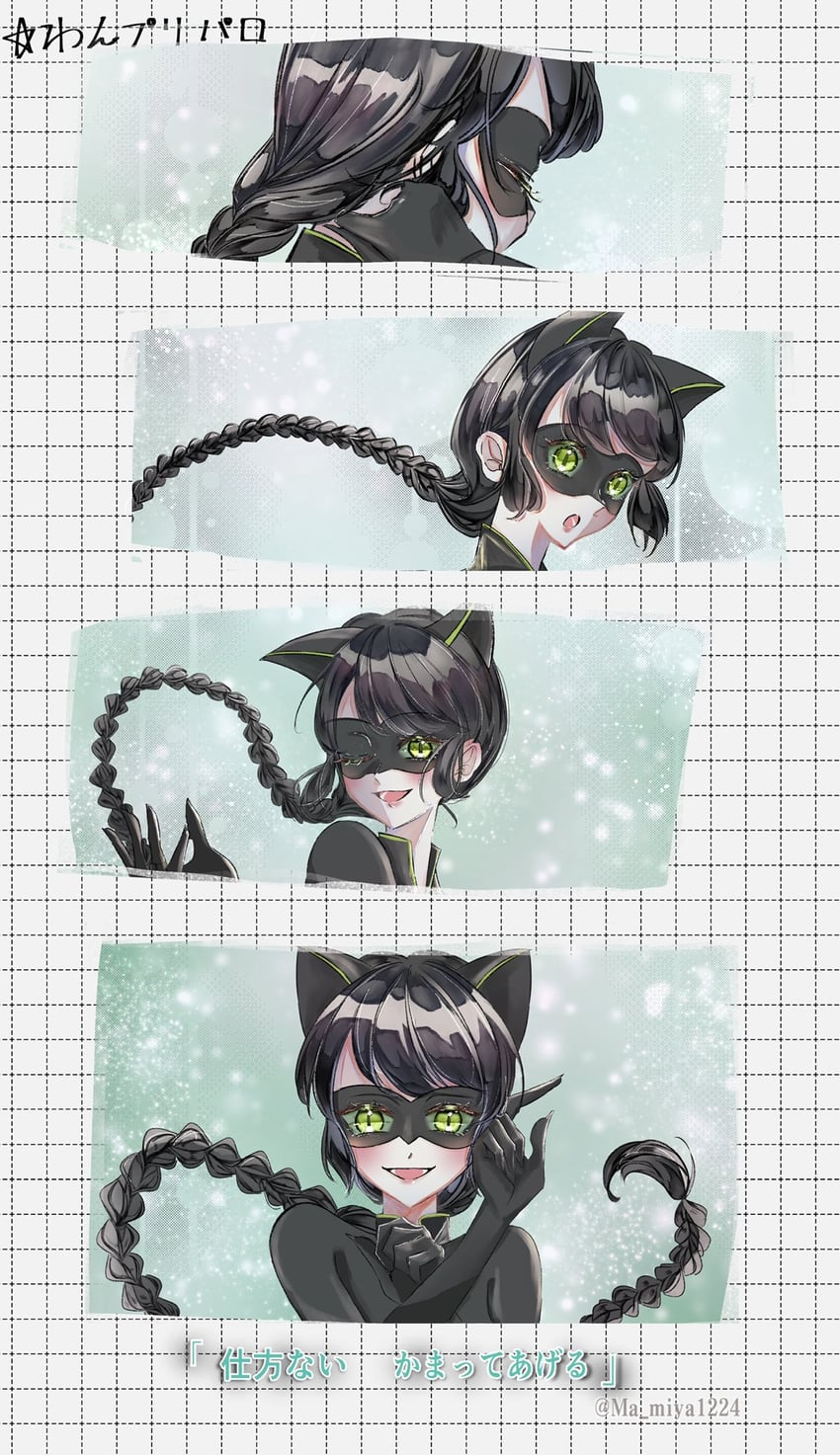 marinette dupain-cheng and lady noir (miraculous ladybug) drawn by ma_miya1224