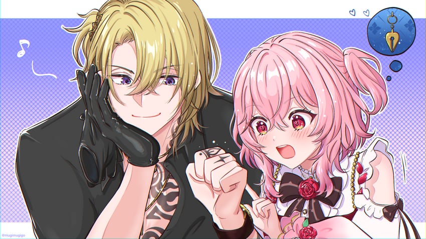 rosemi lovelock and luca kaneshiro (nijisanji and 1 more) drawn by mugimugigo
