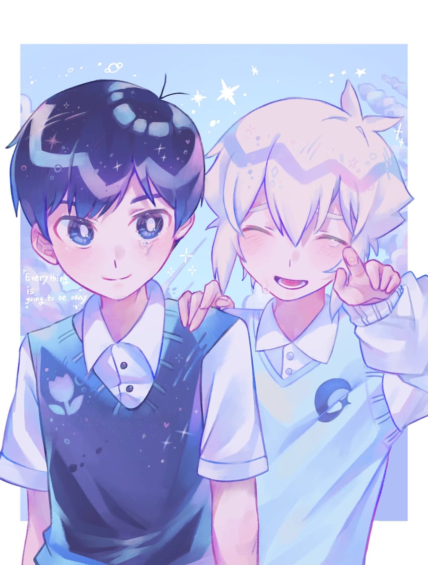 sunny and basil (omori) drawn by iro_(mywife_sunny)