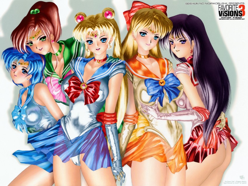 tsukino usagi, sailor moon, mizuno ami, aino minako, hino rei, and 5 more (bishoujo senshi sailor moon) drawn by satoshi_igarashi