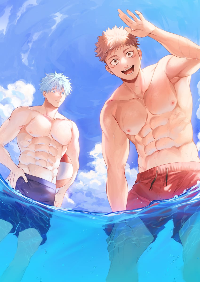 gojou satoru and itadori yuuji (jujutsu kaisen) drawn by ccccc_(jpn_m0)