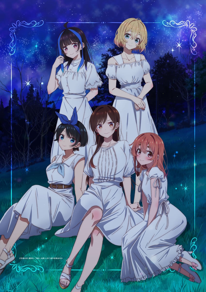 mizuhara chizuru, sarashina ruka, nanami mami, sakurasawa sumi, and yaemori mini (kanojo okarishimasu) drawn by hirayama_kanna