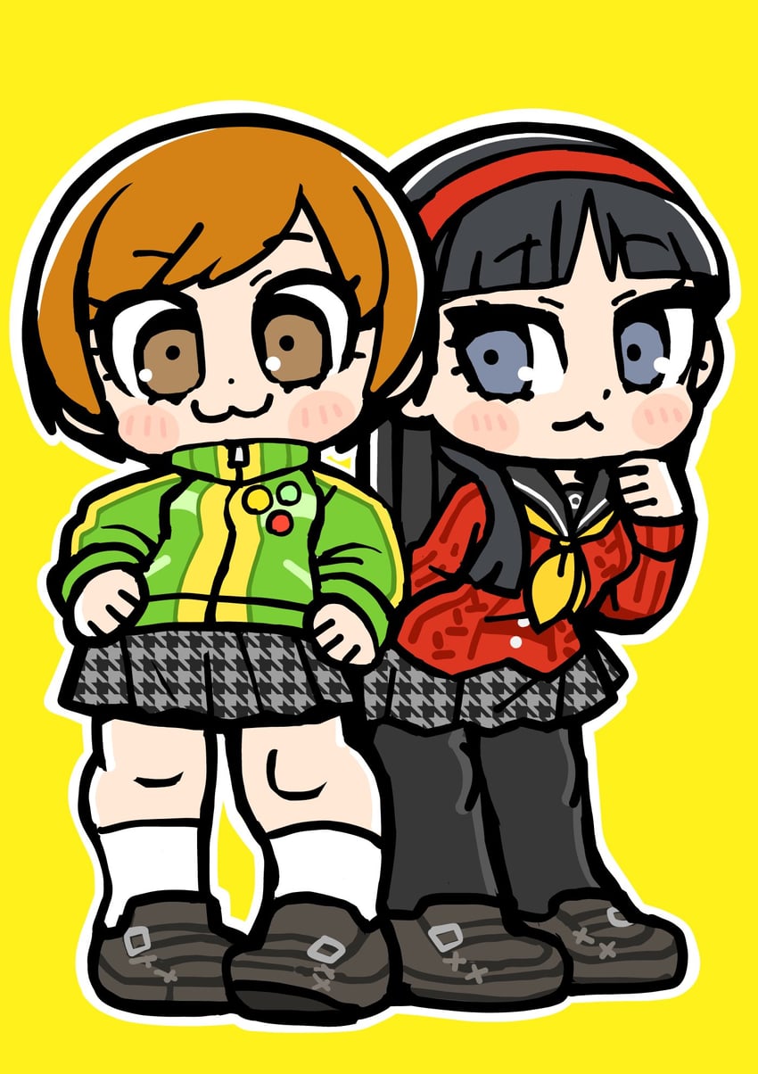 satonaka chie and amagi yukiko (persona and 1 more) drawn by bkub