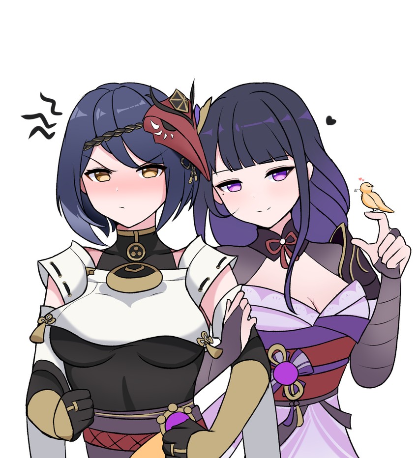 raiden shogun and kujou sara (genshin impact) drawn by sunggou