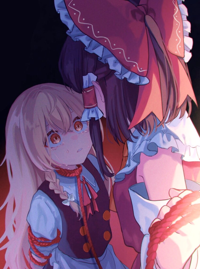 hakurei reimu and kirisame marisa (touhou) drawn by yomogi_9392