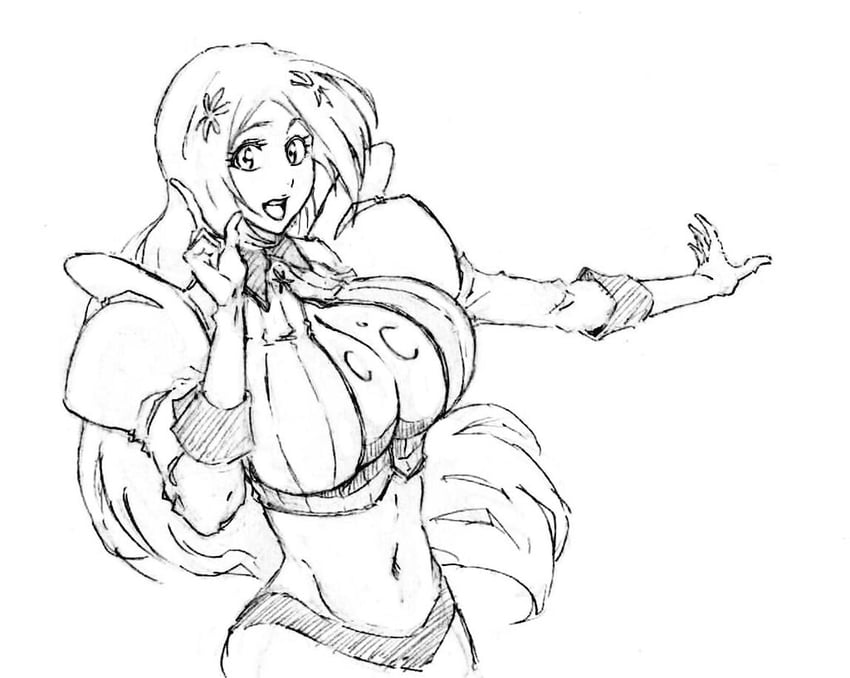 inoue orihime (bleach and 2 more) drawn by rakusakugk