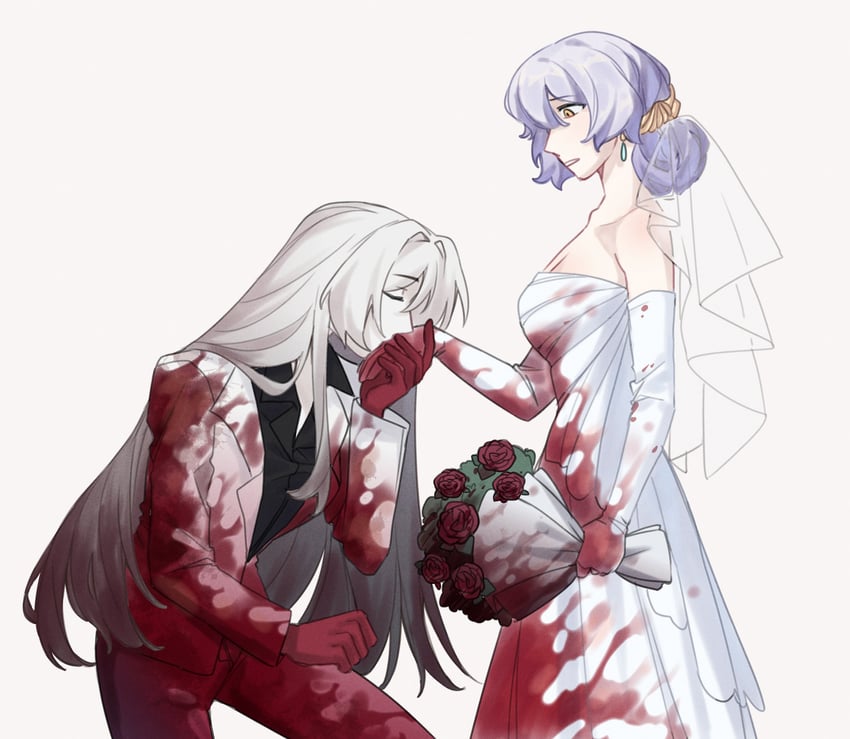 acheron and black swan (honkai and 1 more) drawn by charathegay