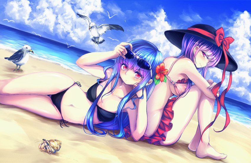 hinanawi tenshi and nagae iku (touhou) drawn by maru_daizu_(aqua6233)