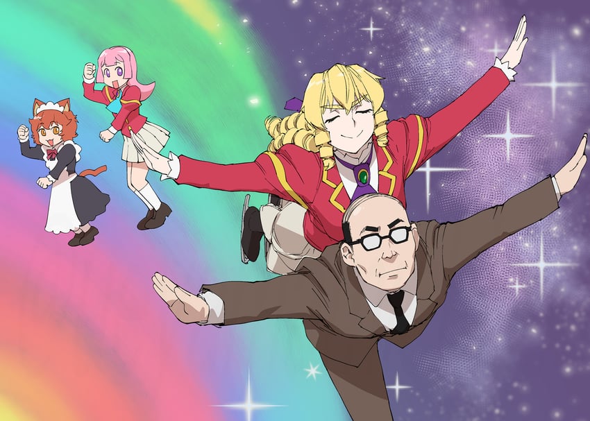 grace auvergne, tondabayashi kenzaburou, anna doll, and josette (overman king gainer and 1 more) drawn by ueyama_michirou