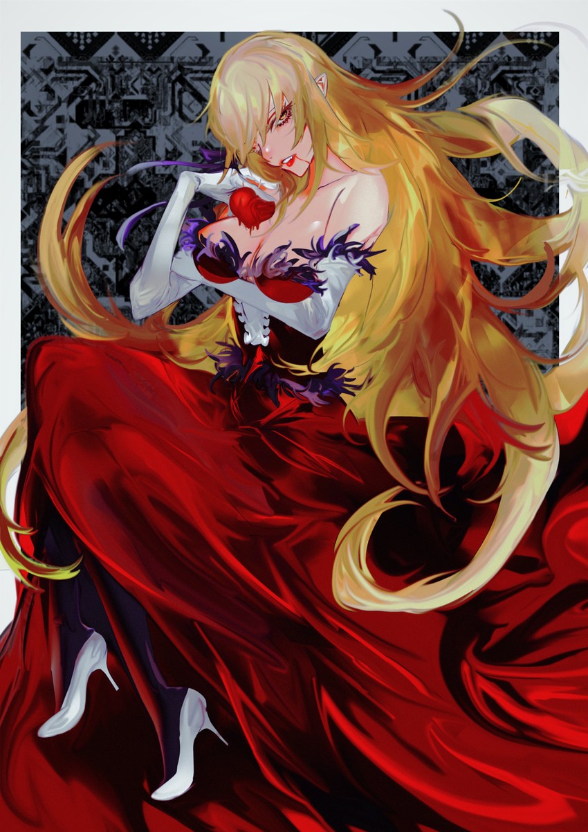 oshino shinobu and kiss-shot acerola-orion heart-under-blade (monogatari and 1 more) drawn by tbrsnsk