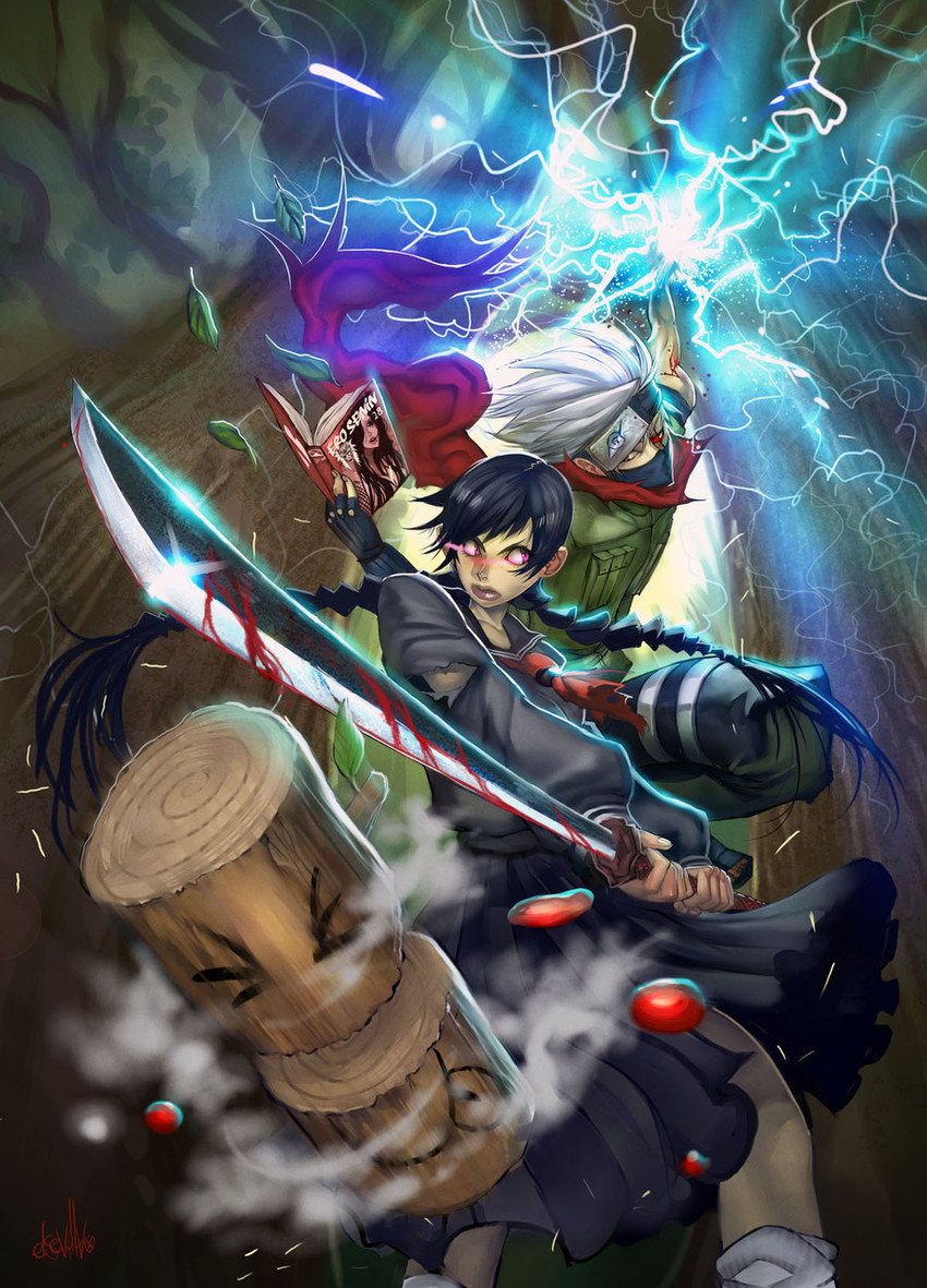 hatake kakashi, jiraiya, and saya (naruto and 1 more) drawn by elsevilla