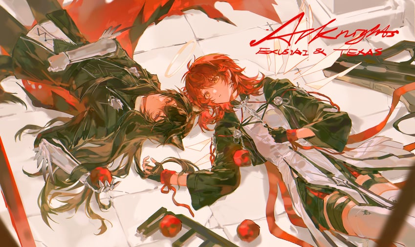 texas, exusiai, texas the omertosa, and exusiai the new covenant (arknights) drawn by deng_wo_qu_shang_ge_cesuo