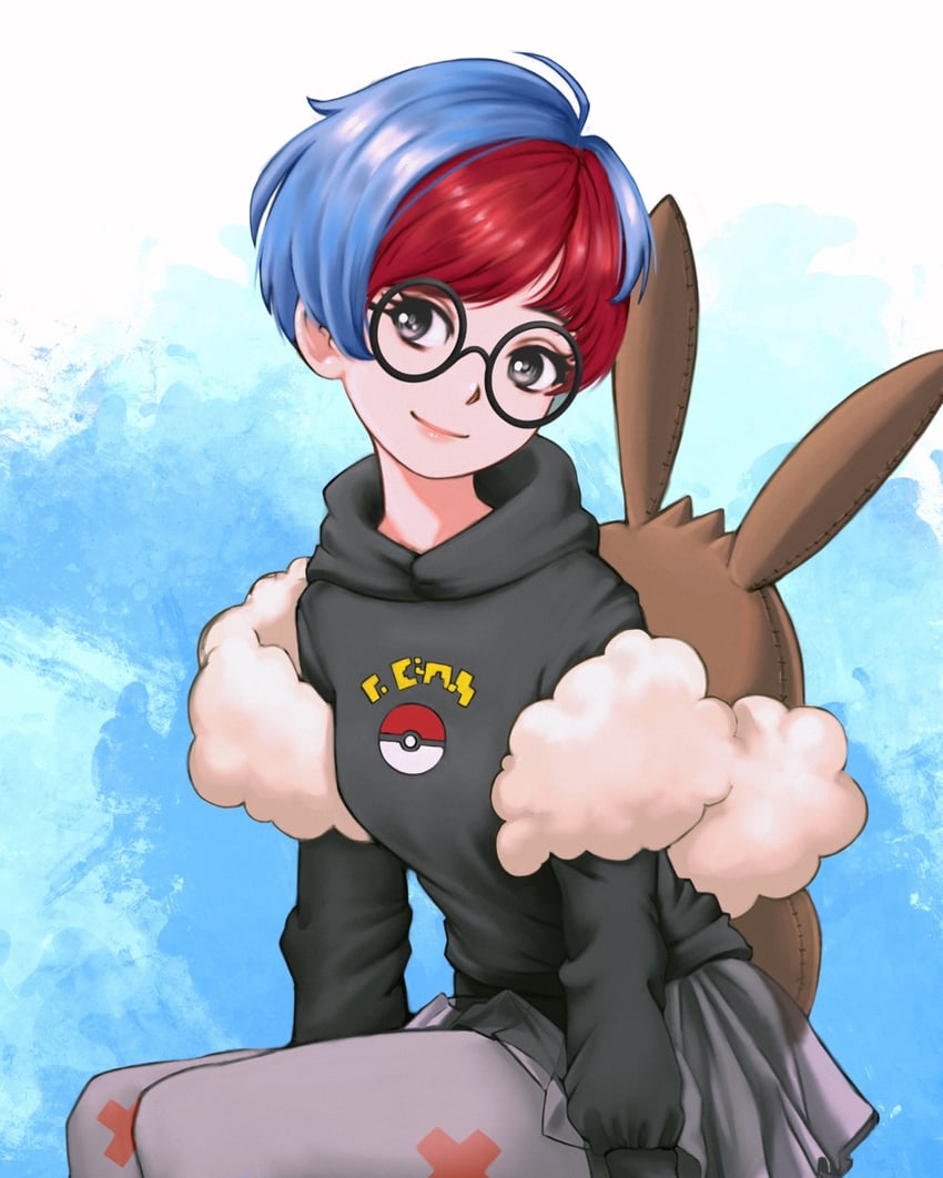 eevee and penny (pokemon and 1 more) drawn by azurdraws