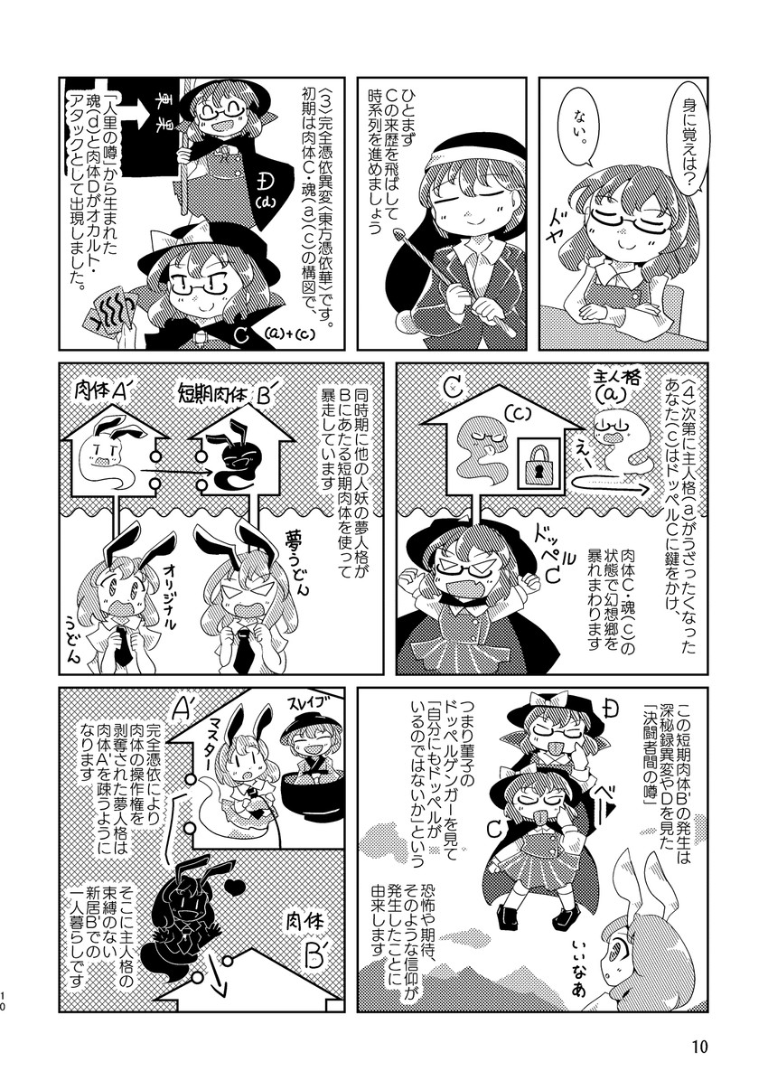 reisen udongein inaba, sukuna shinmyoumaru, doremy sweet, and usami sumireko (touhou) drawn by keikou_ryuudou