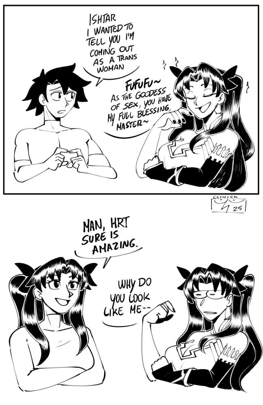 fujimaru ritsuka and ishtar (fate and 1 more) drawn by clinickcase