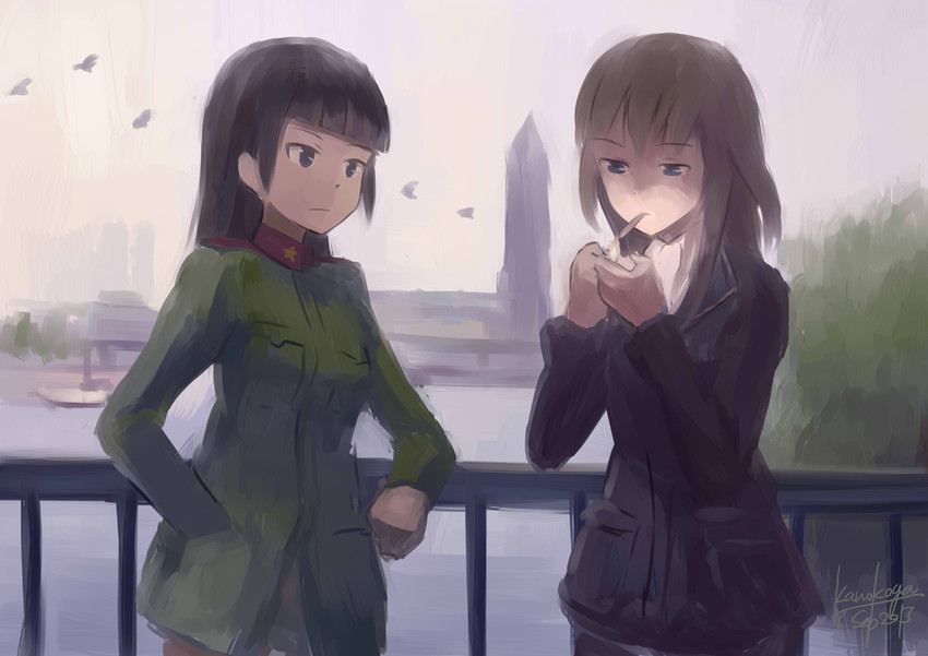 anabuki tomoko and elizabeth f. beurling (world witches series and 1 more) drawn by kanokoga