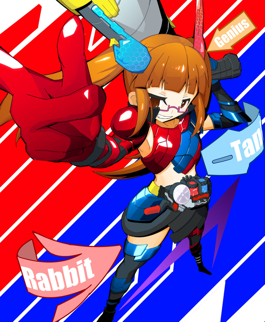 ikebukuro akiha, kamen rider build, and rabbit+tank form (idolmaster and 3 more) drawn by bohi_yamage