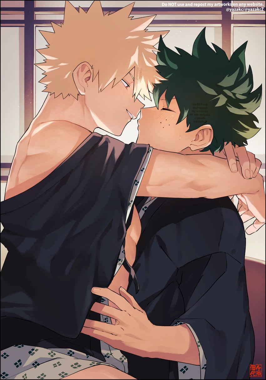 midoriya izuku and bakugou katsuki (boku no hero academia) drawn by yazaki_(yazakc)