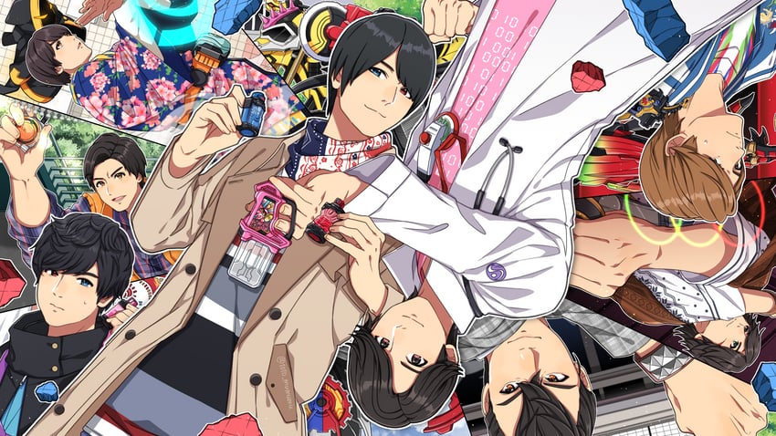 ankh, hino eiji, kiryuu sento, kisaragi gentarou, kazuraba kouta, and 5 more (kamen rider and 7 more) drawn by 1010_mumumu