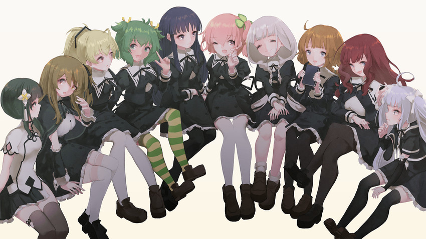 kuo shenlin, hitotsuyanagi riri, kaede johan nouvel, wang yujia, shirai yuyu, and 5 more (assault lily) drawn by shiki_hakana